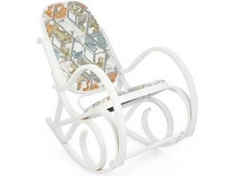 Кресло-качалка «белый/ткань орнамент»